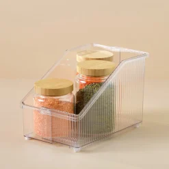Lådinsats för burkar, justerbar, transparent