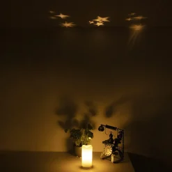 LED-ljus i vax med stjärnprojektor, höjd 16 cm