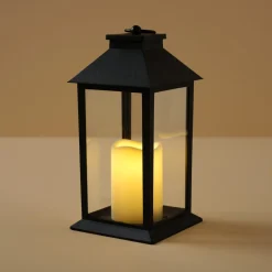 LED-ljuslykta med timer, inomhus och utomhus, svart