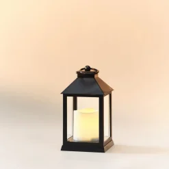 LED-ljuslykta med timer, inomhus och utomhus, svart