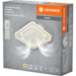 Ledvance fyrkantig LED-takfläkt 55 W, vit