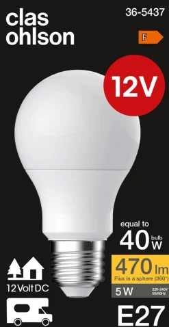 Lågvoltslampa E27 12 V