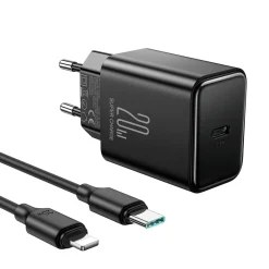 Lightning till USB-C laddare 20 W med kabel, 1 m, svart