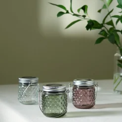 Liten ljuslykta solcell glas hängande, 8 cm