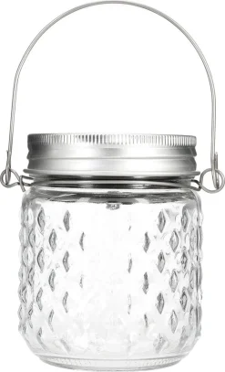 Liten ljuslykta solcell glas hängande, 8 cm