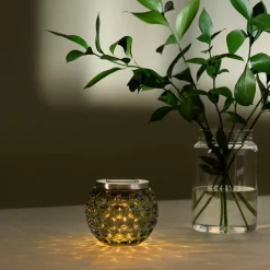 Ljuslykta solcell glas, liten, 11 x 10 cm
