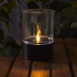 Ljuslykta med flammande låga solcell , 9 x 13 cm