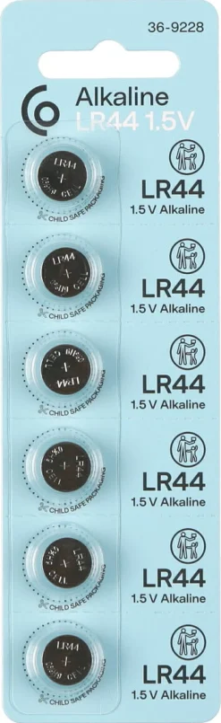 LR44 knappcellsbatteri alkaliskt 1,5 V, 6-pack