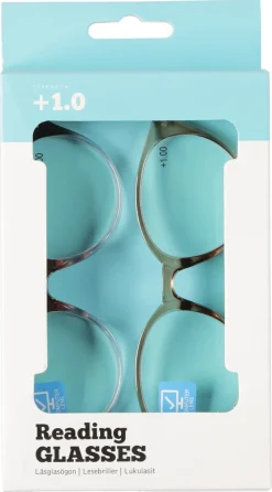 Läsglasögon med blåljusfilter, brun och lila, 2-pack