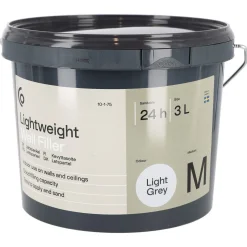 Lättspackel Medium inomhus, ljusgrå, 3 liter