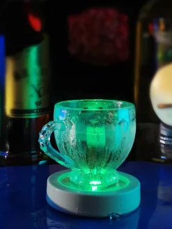 Lysande glasunderlägg LED RGB, batteridrivet, 2-pack