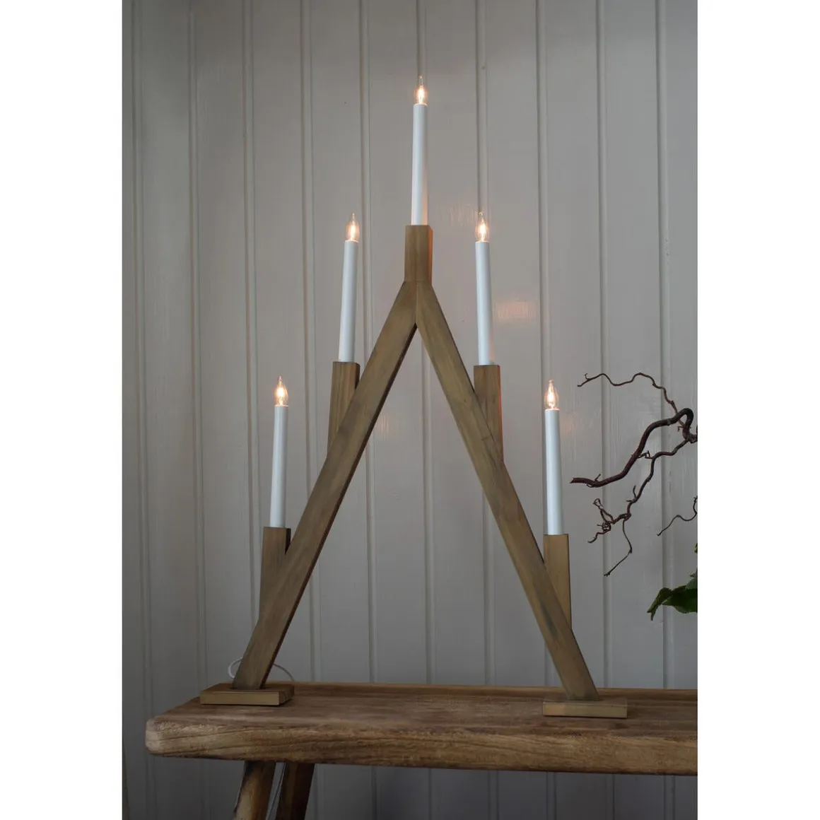 Markslöjd Bjurfors adventsljusstake trä 5 LED, 76,5 cm