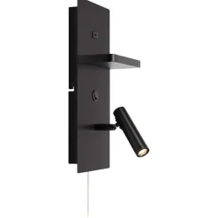 Markslöjd Carica vägglampa med hylla, USB-C, svart