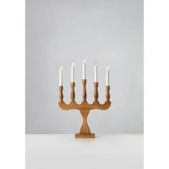 Markslöjd Svaneholm adventsljusstake trä LED 5-armad, 53 cm