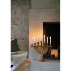 Markslöjd Torpa adventsljusstake trä 7 LED brunbets 53 cm