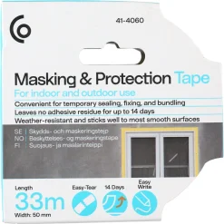 Maskeringstejp utomhus, gul byggtejp, 50 mm x 33 m