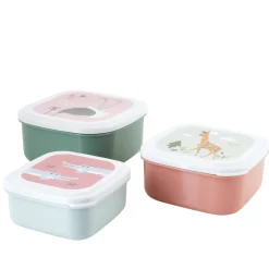Matlådor barn med lock, stapelbara, 3-pack
