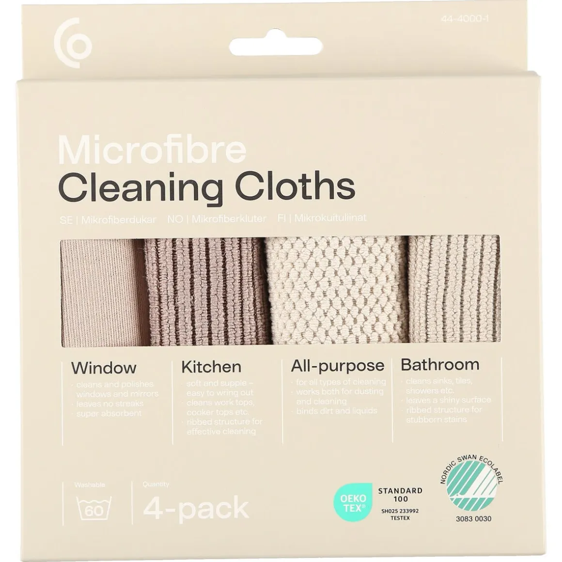 Mikrofiberduk 32 x 31 cm, 4-pack