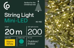 Mini LED ljusslinga varmvit grön kabel 200 lampor, 20 m