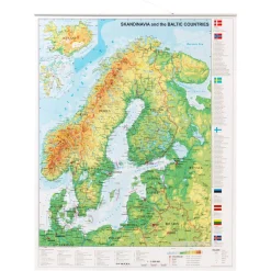 Naga Skandinavienkarta vägg, laminerad 97x67 cm