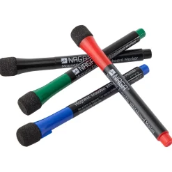 Naga whiteboardpennor magnet och sudd, 4-pack