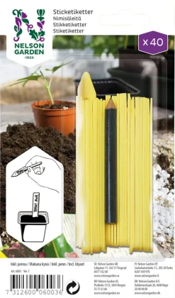 Nelson Garden plantetiketter med penna, 40-pack