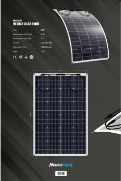 Nordmax flexibel solpanel 160 W, NM160FLW