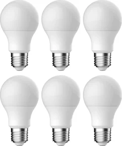 Normallampa LED E27 4 W, varmvit, 6-pack