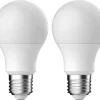 Normallampa LED E27 4 W, varmvit, 2-pack
