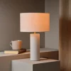 Northlight Edvin bordslampa med linneskärm, 40,5 cm