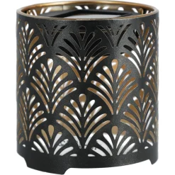 Northlight solcellslykta metall svart/guld, 10 cm