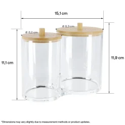Organizer Bambu, rund burk i klar plast med lock