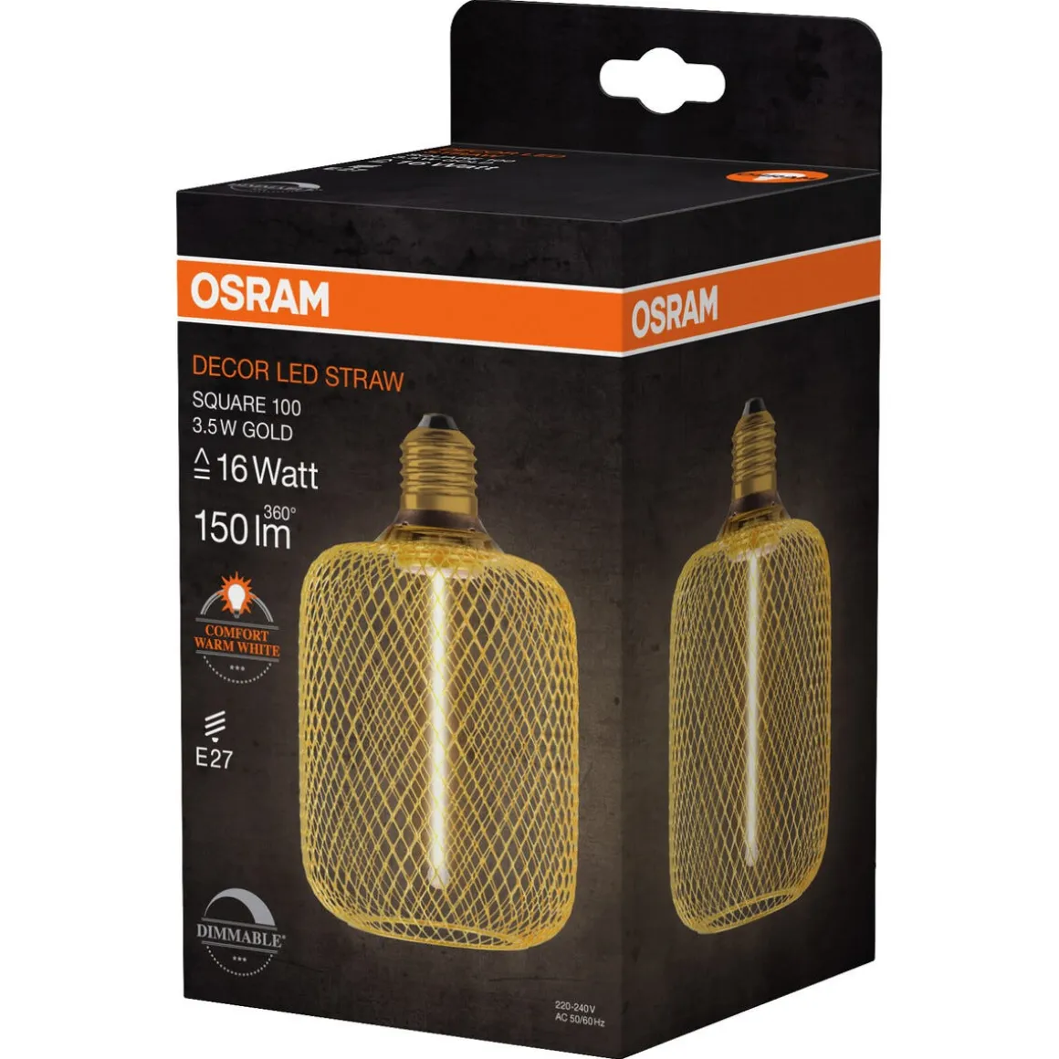 Osram Decor Gold LED E27 Straw rakt filament dimbar