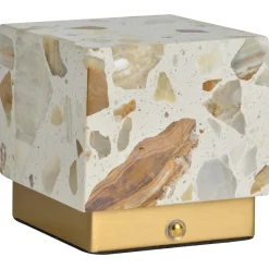 Osram Gleam liten laddbar bordslampa terrazzo kub