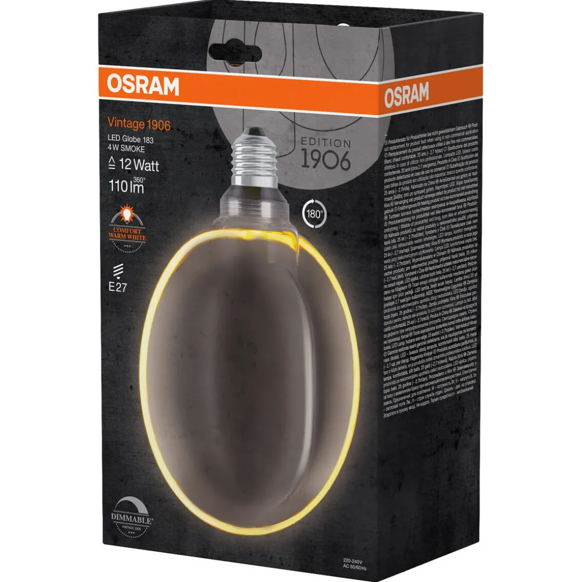 Osram Vintage 1906 Globe Smoke LED-lampa E27 dimbar