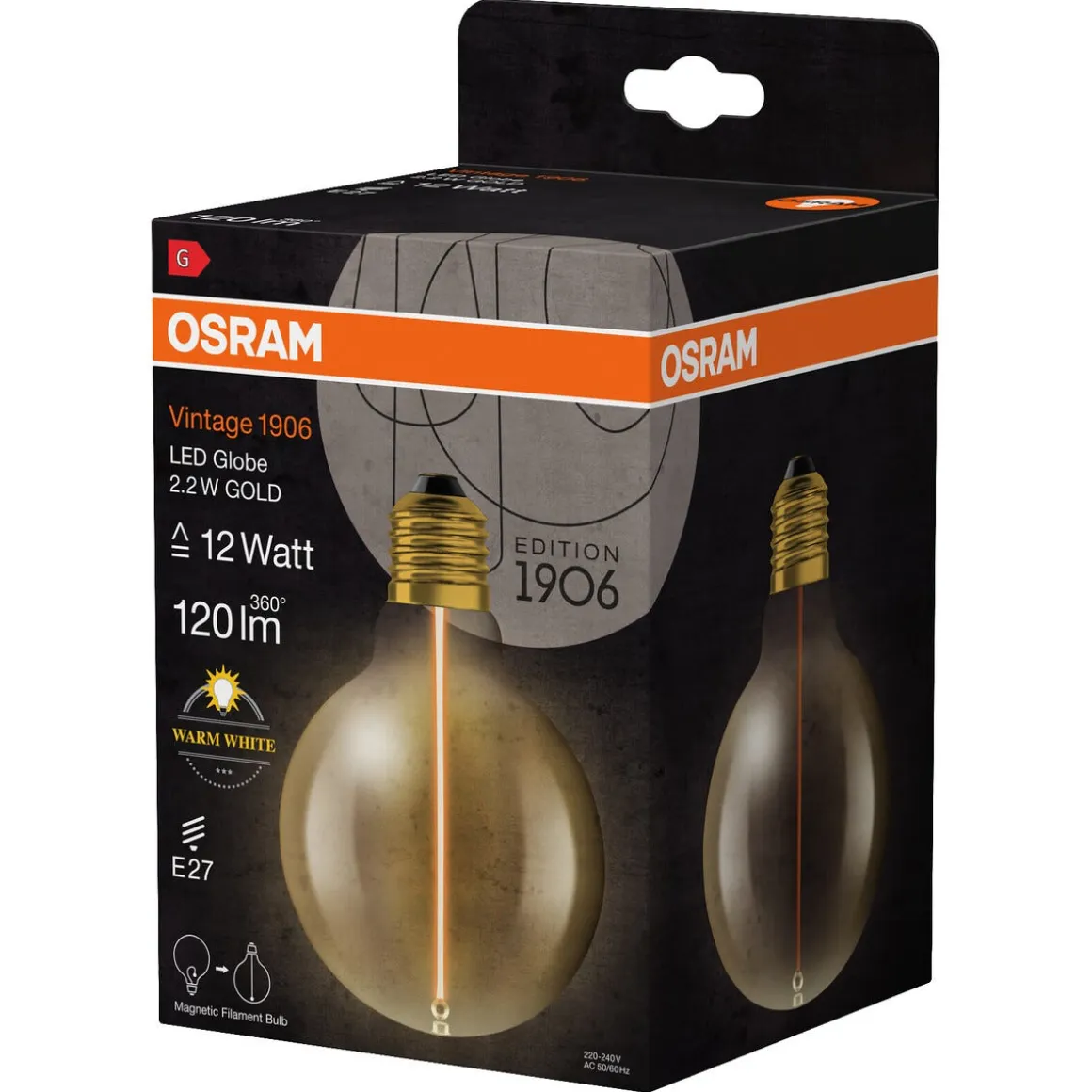 Osram Vintage 1906 Gold E27 LED-lampa magnetiskt filament