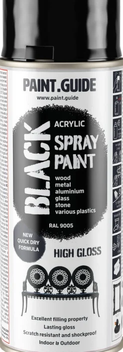Paintguide sprayfärg svart RAL9005, 400 ml