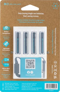 Pale Blue AAA laddningsbara batterier USB-C, 4-pack