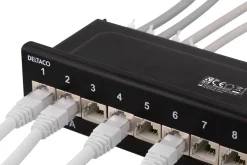 Patchpanel 12xRJ45-portar, Deltaco PAN-213