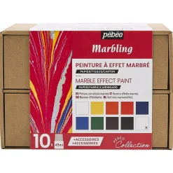 Pebeo marmoreringsfärg för papper, tyg och trä, 10 färger