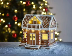 Pepparkakshus med LED-belysning