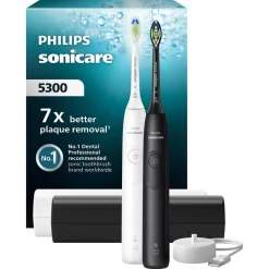 Philips Sonicare 5300 Duo eltandborste svart, vit, 2-pack