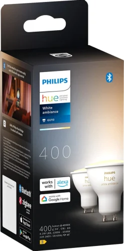 Philips Hue White Ambiance GU10 LED Bluetooth, 2-pack