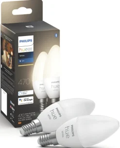 Philips Hue White LED-lampa 5,5 W E14 2-pack, Bluetooth