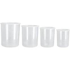 Plastburkar med lock och volymmarkering, 4-pack