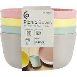 Plastskålar 0,5 liter, flera färger, 4-pack