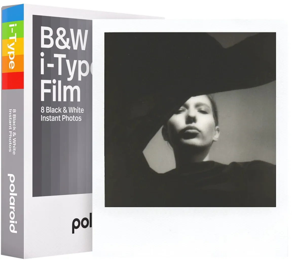 Polaroid i-Type svartvit film med vit ram, 8 bilder