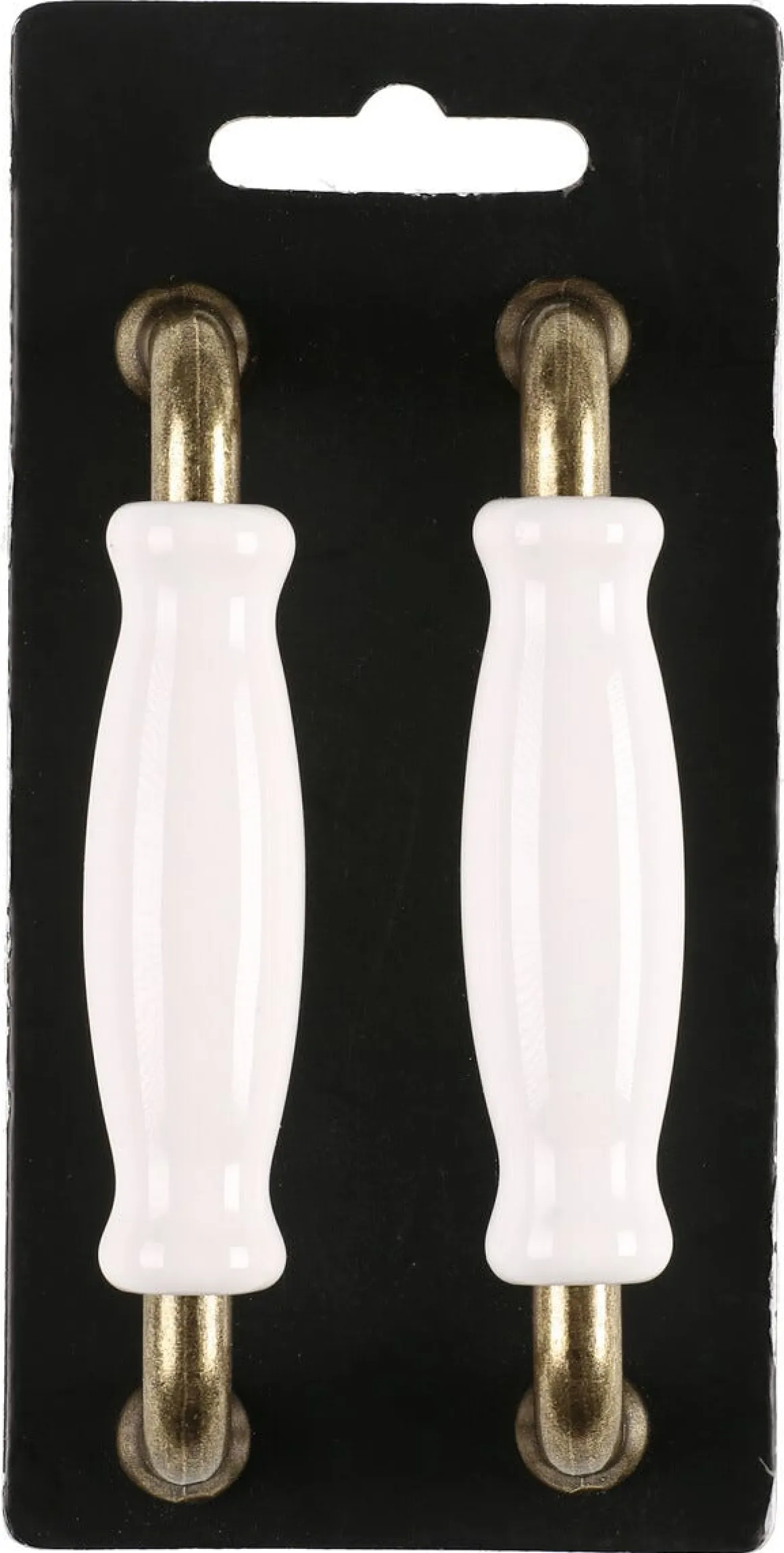 Porslinshandtag vitt/antik guld, 2-pack