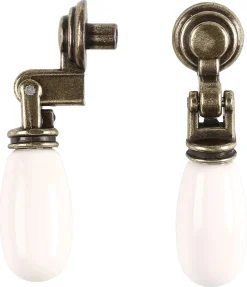 Porslinsknopp vit/antik guld, 2-pack