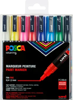 Posca pennor set PC-3M basfärger, 8-pack, 0,9-1,3 mm